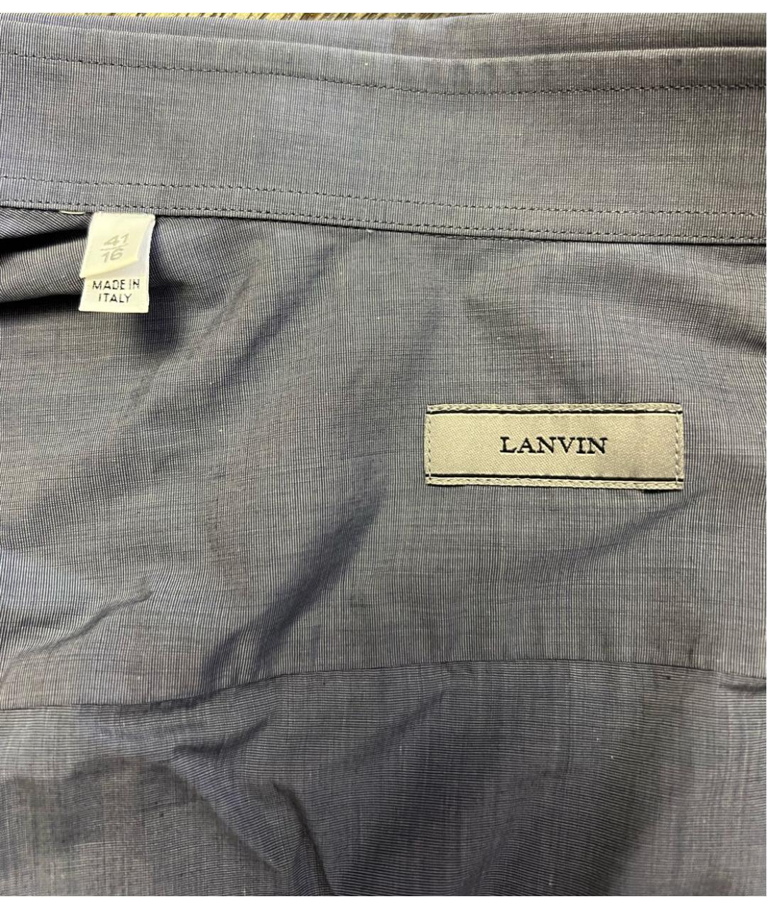 LANVIN Синяя хлопковая классическая рубашка, фото 3