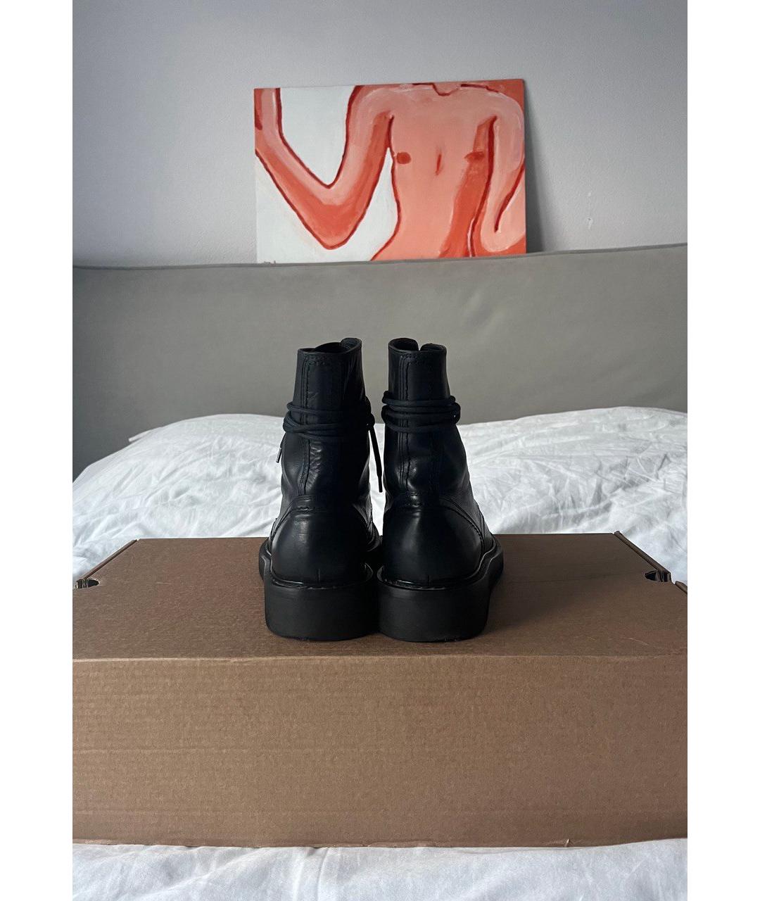 ANN DEMEULEMEESTER Черные кожаные высокие ботинки, фото 4