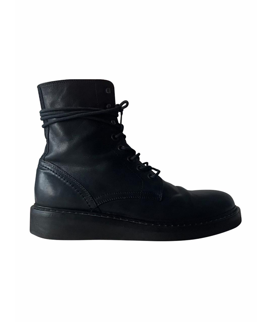 ANN DEMEULEMEESTER Черные кожаные высокие ботинки, фото 1