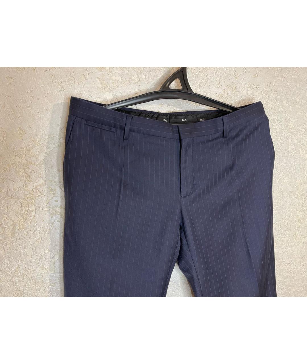 DOLCE & GABBANA VINTAGE Синие шерстяные классические брюки, фото 2