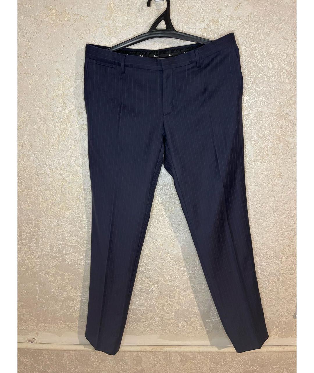 DOLCE & GABBANA VINTAGE Синие шерстяные классические брюки, фото 7