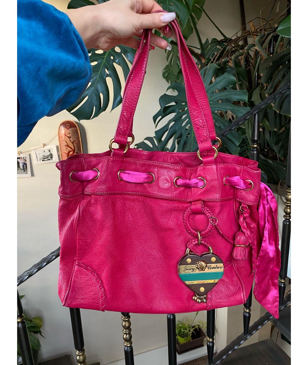 JUICY COUTURE Розовая кожаная сумка тоут, фото 8