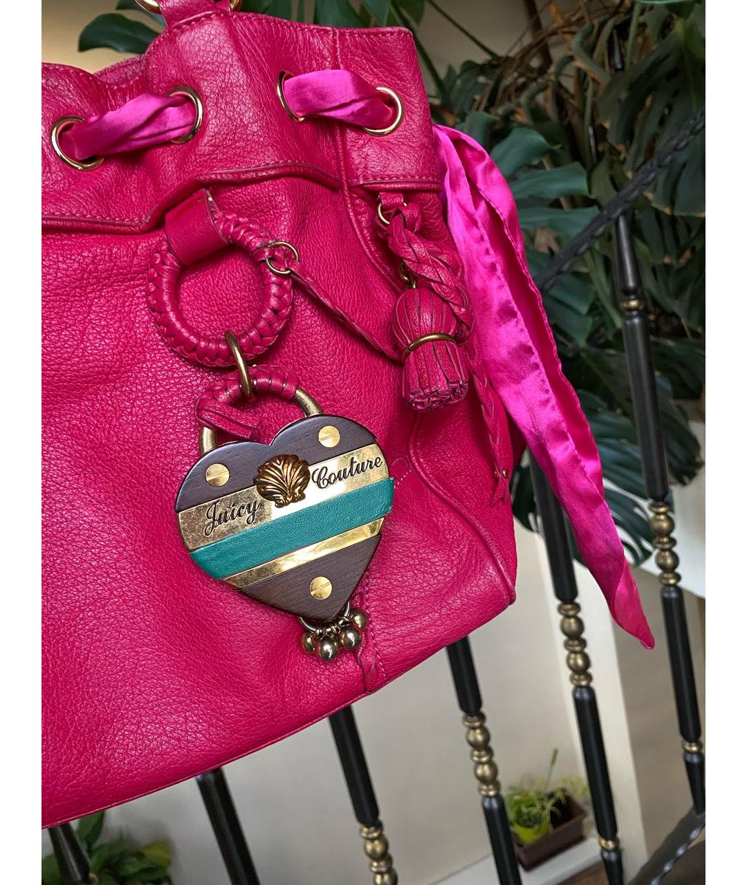 JUICY COUTURE Розовая кожаная сумка тоут, фото 2
