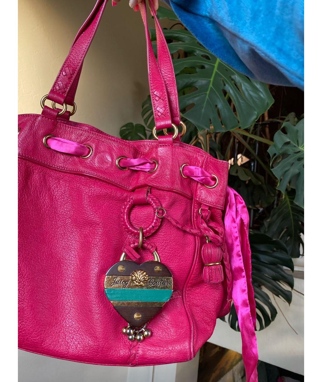 JUICY COUTURE Розовая кожаная сумка тоут, фото 7
