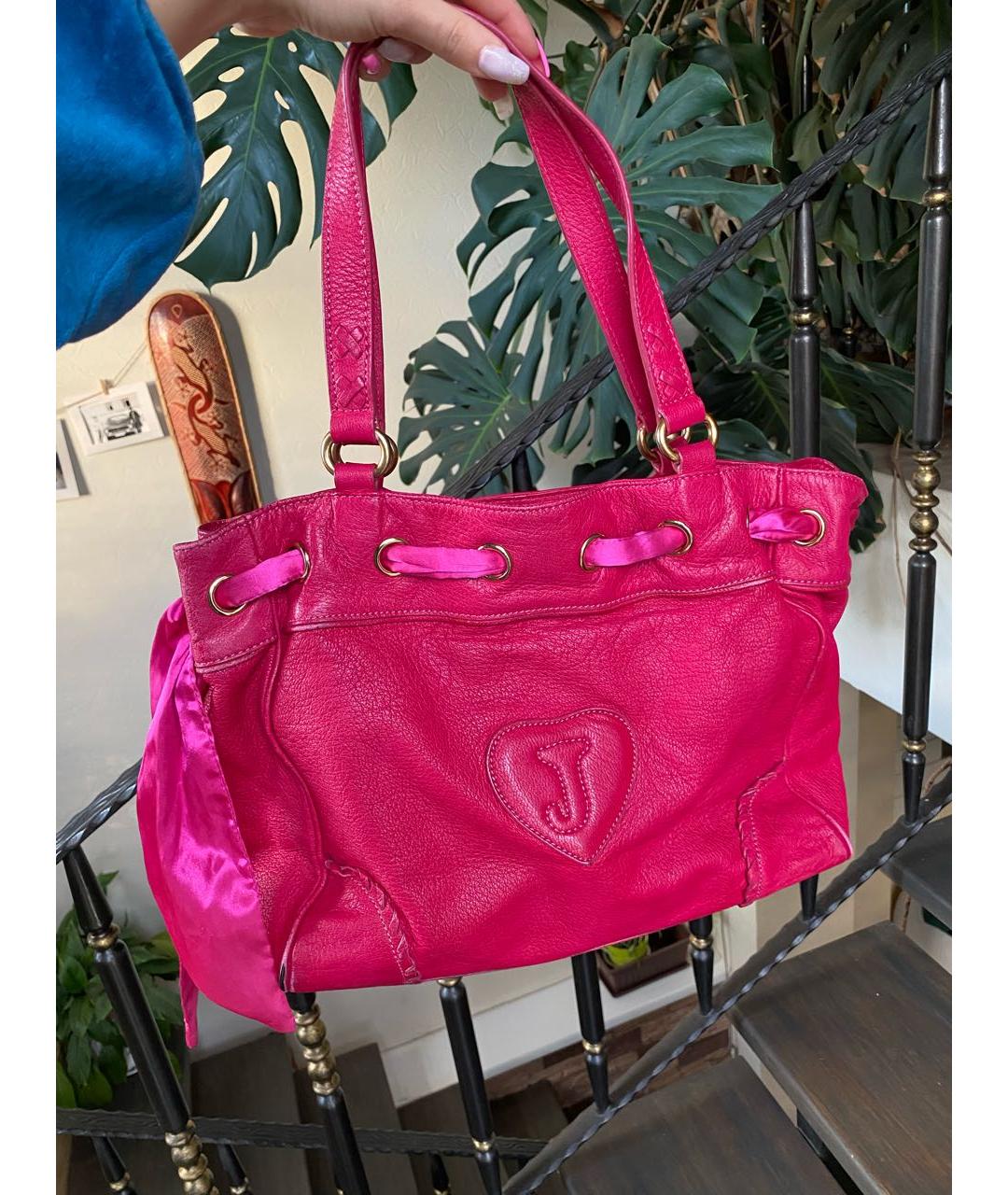 JUICY COUTURE Розовая кожаная сумка тоут, фото 3
