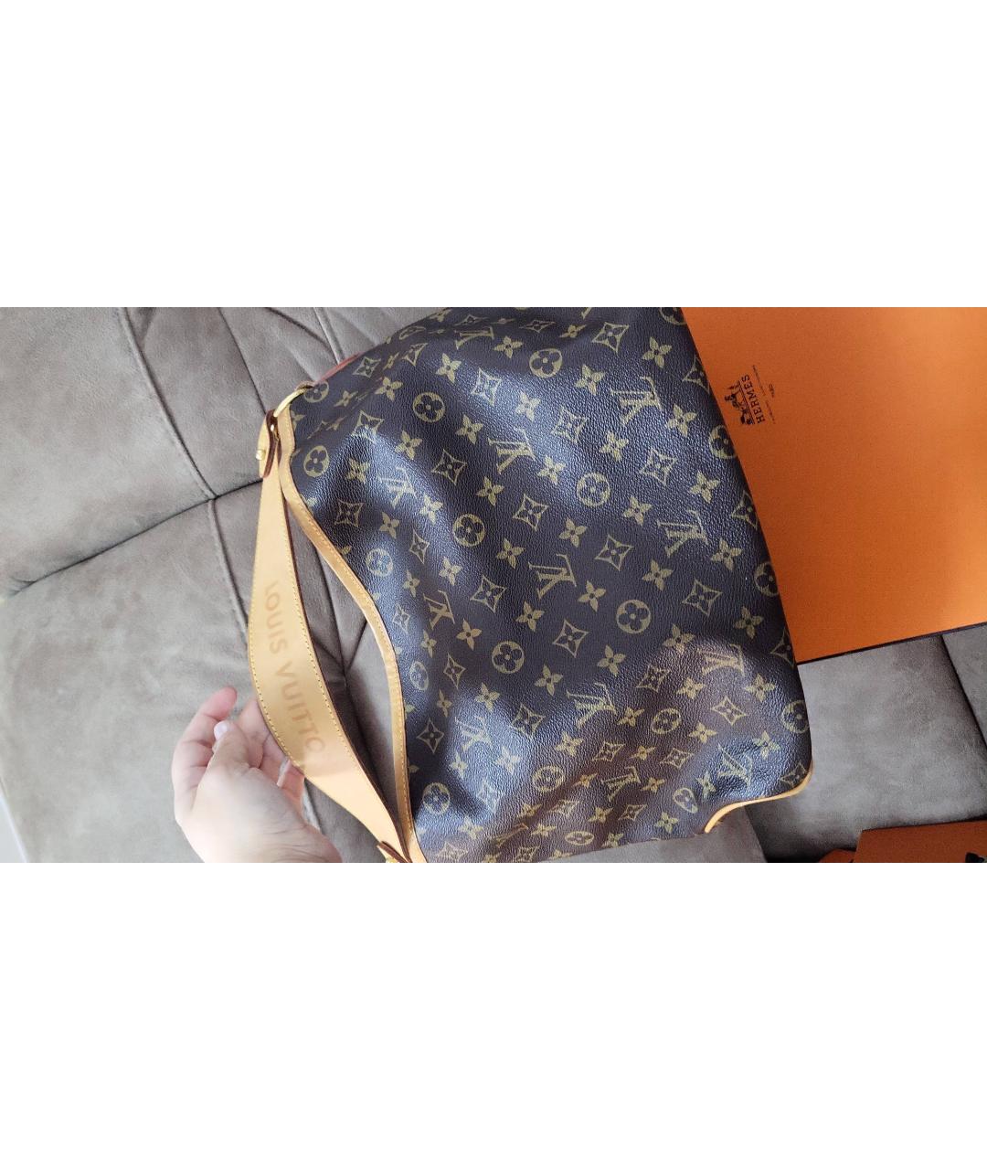 LOUIS VUITTON Коричневая кожаная сумка через плечо, фото 3