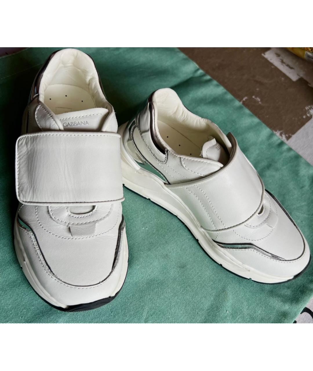 DOLCE&GABBANA Белые кожаные ботинки, фото 2