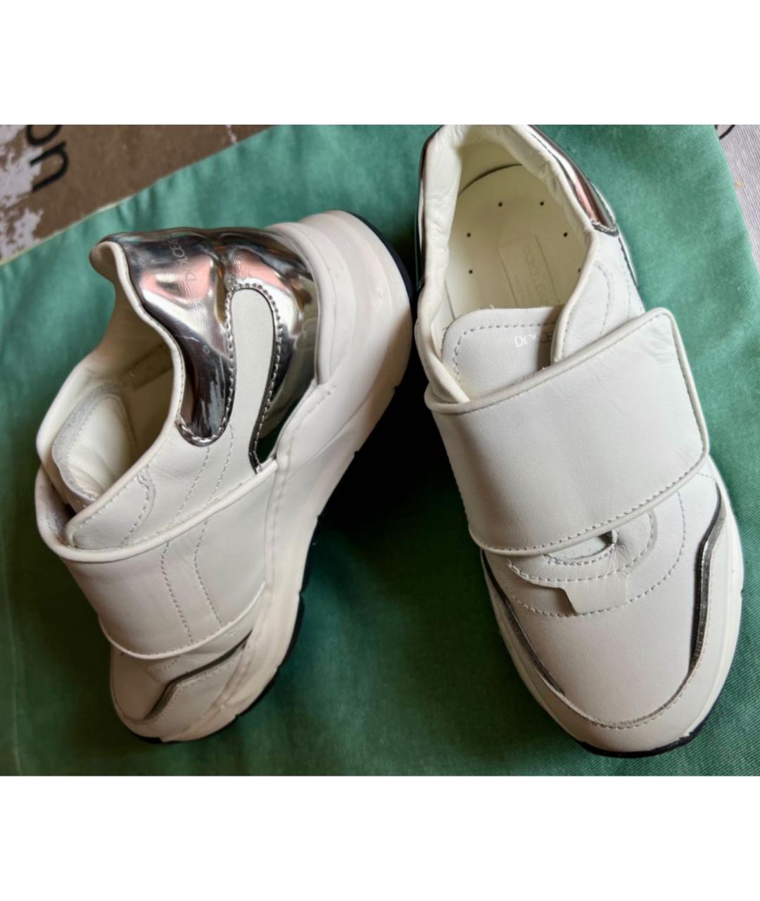 DOLCE&GABBANA Белые кожаные ботинки, фото 3