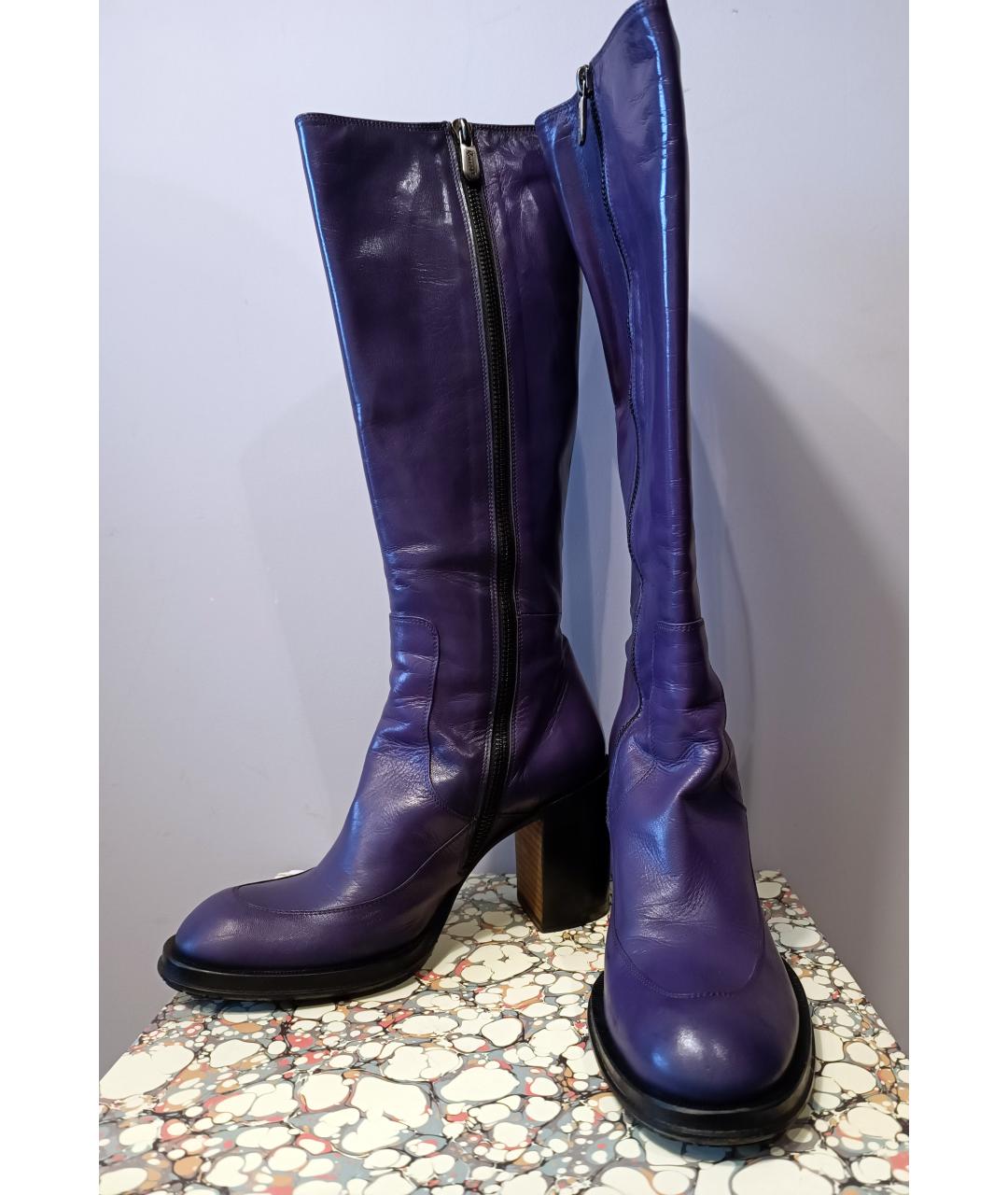 ROCCO P. Фиолетовые кожаные сапоги, фото 6
