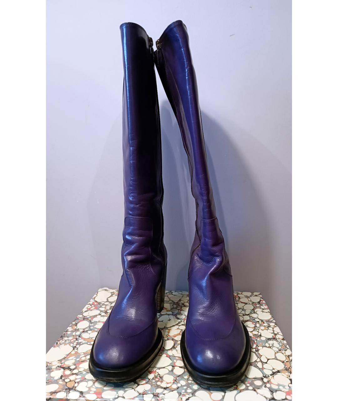 ROCCO P. Фиолетовые кожаные сапоги, фото 2