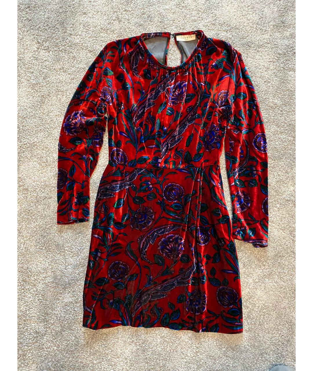 SANDRO Красное вискозное повседневное платье, фото 4