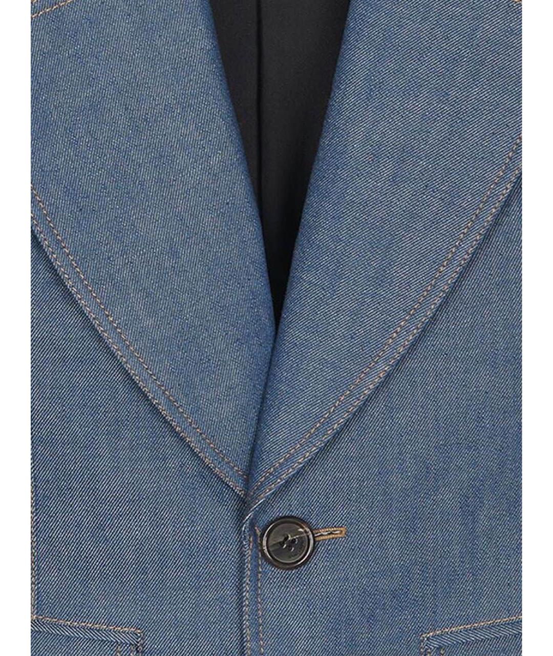 SAINT LAURENT Синий хлопковый жакет/пиджак, фото 2