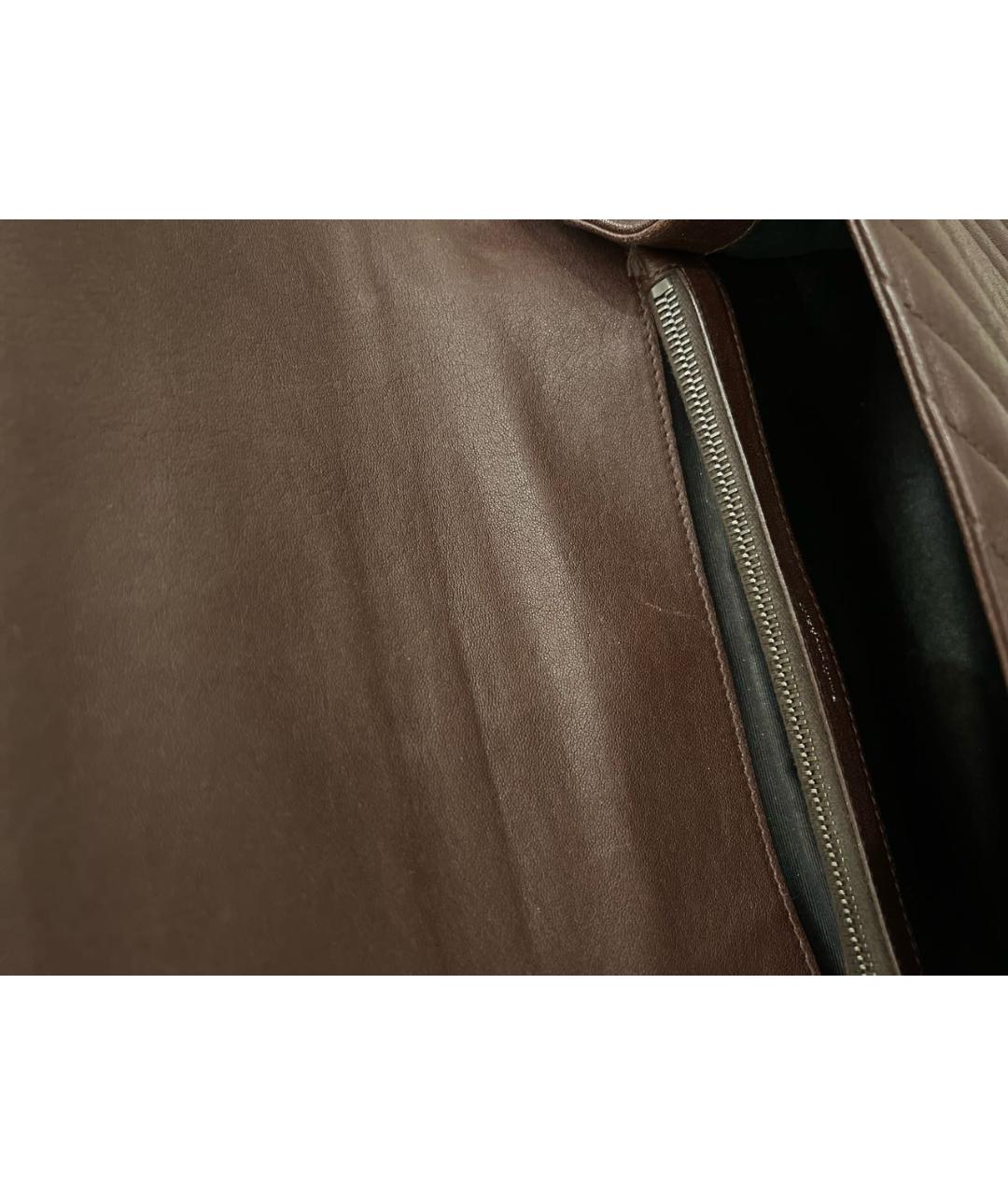 SAINT LAURENT Бордовая кожаная сумка через плечо, фото 5
