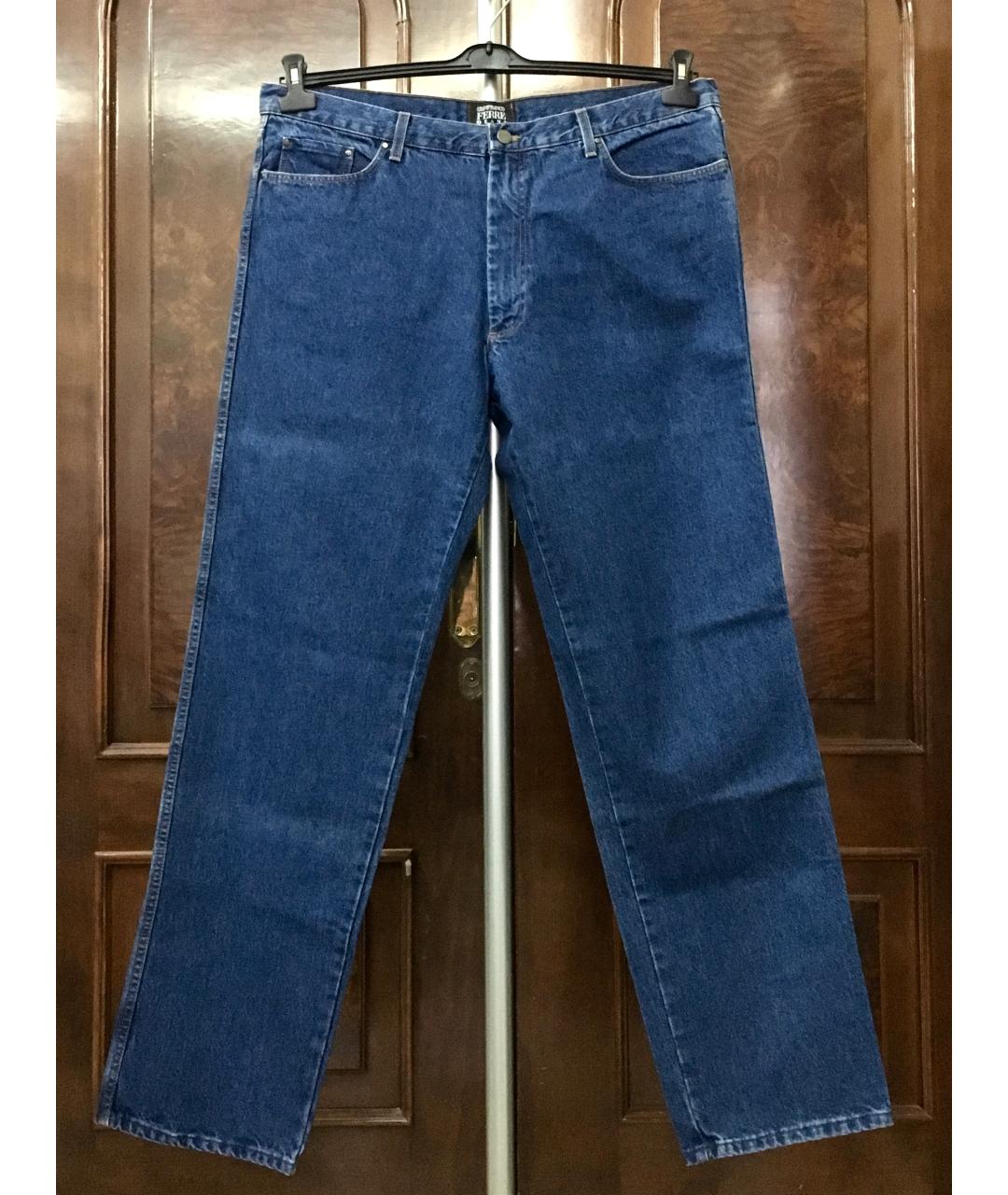 GIANFRANCO FERRE Синие хлопковые прямые джинсы, фото 8