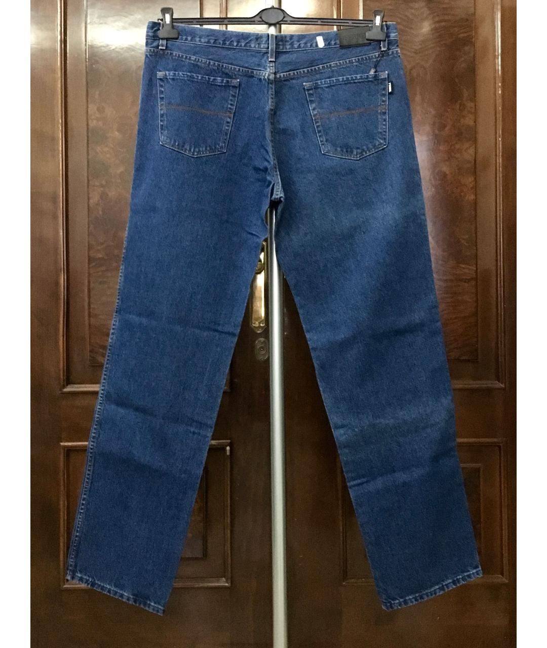 GIANFRANCO FERRE Синие хлопковые прямые джинсы, фото 2