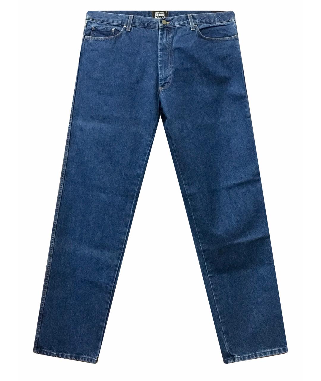 GIANFRANCO FERRE Синие хлопковые прямые джинсы, фото 1