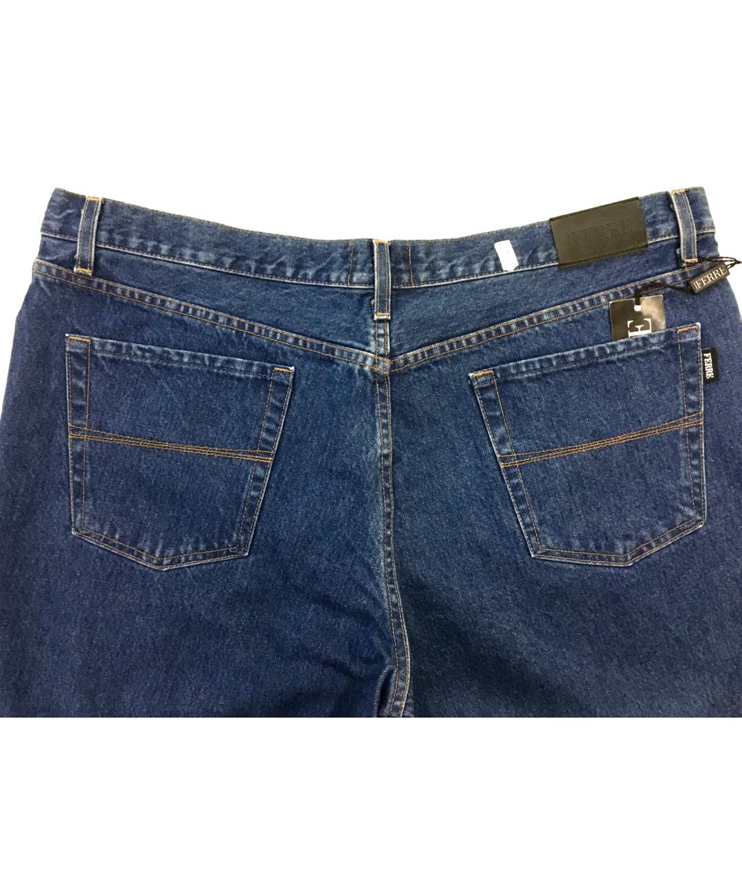 GIANFRANCO FERRE Синие хлопковые прямые джинсы, фото 5