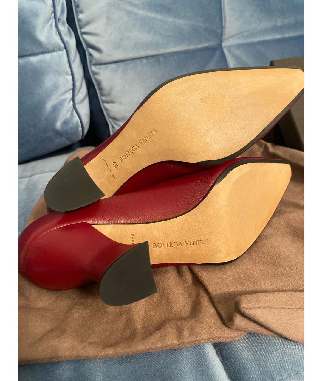 BOTTEGA VENETA Бордовые кожаные туфли, фото 5