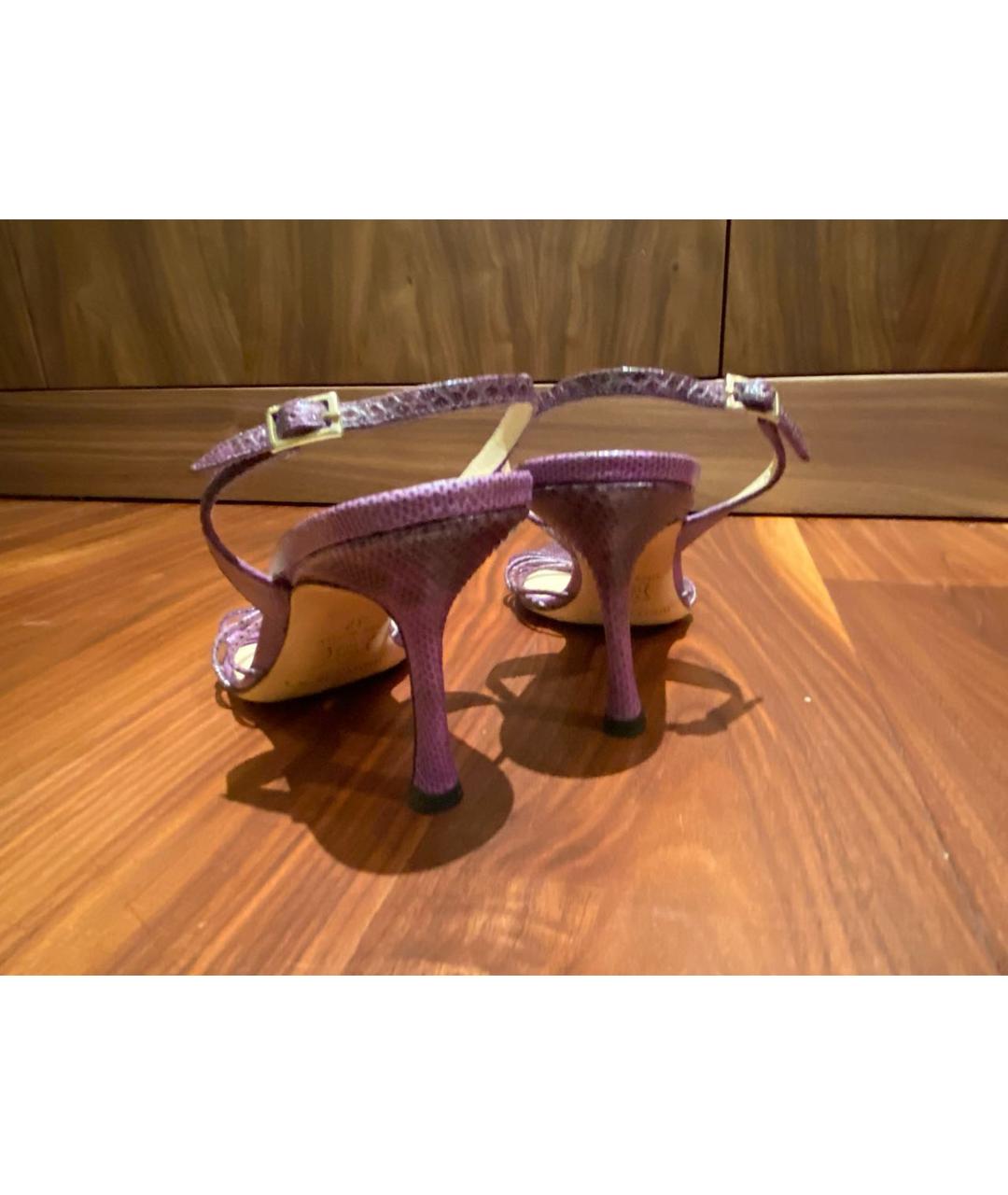 JIMMY CHOO Фиолетовые кожаные босоножки, фото 4