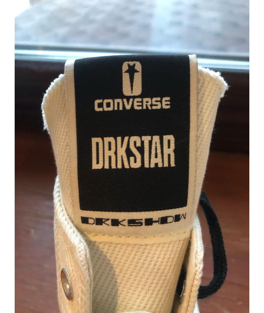 RICK OWENS DRKSHDW Белые текстильные высокие кроссовки / кеды, фото 6