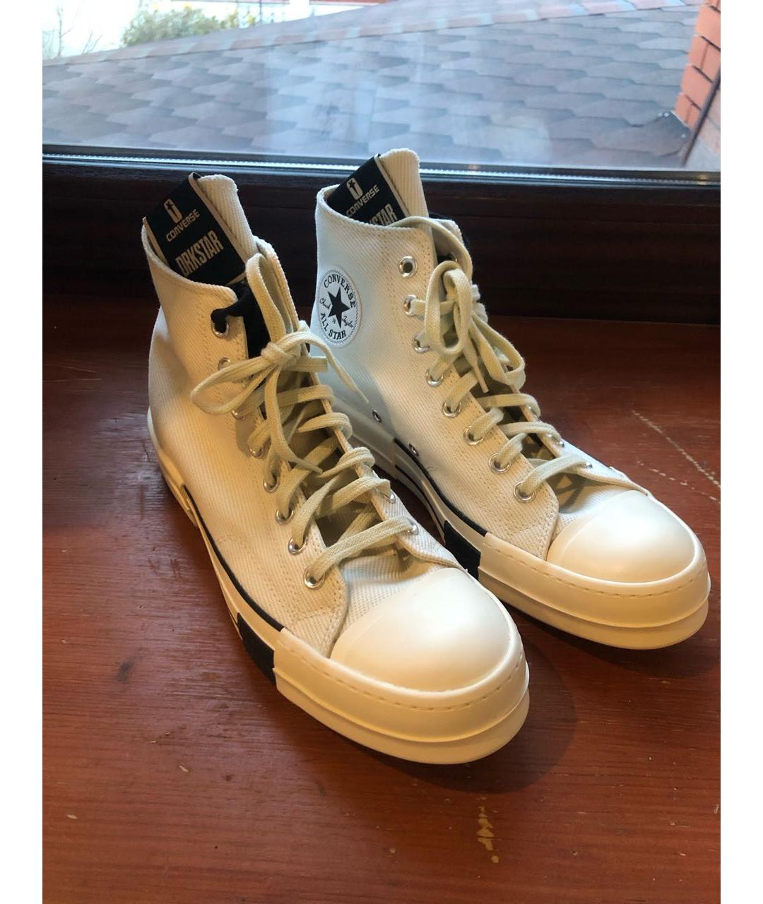 RICK OWENS DRKSHDW Белые текстильные высокие кроссовки / кеды, фото 4