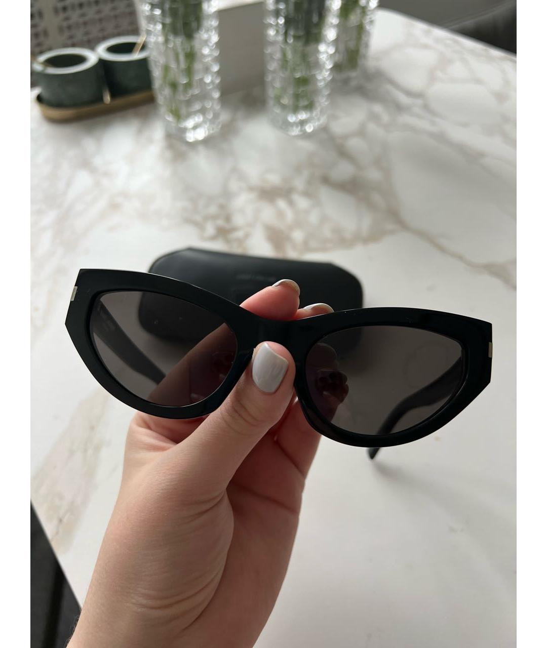 SAINT LAURENT Черные пластиковые солнцезащитные очки, фото 4