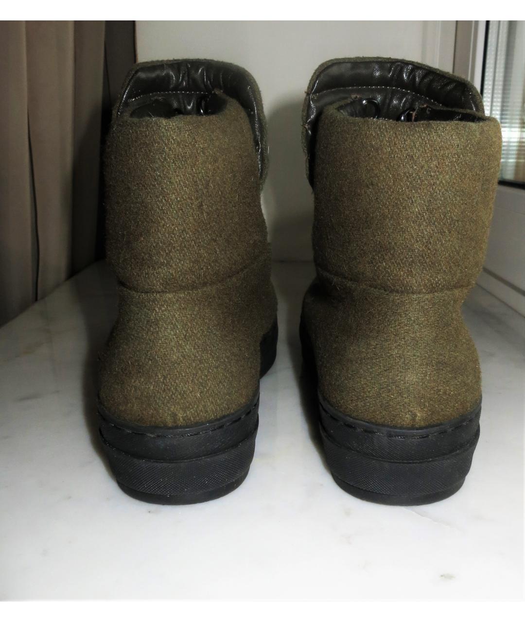 JIL SANDER NAVY Хаки текстильные ботинки, фото 4