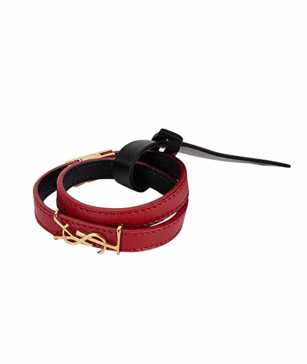 SAINT LAURENT Красный кожаный браслет, фото 1