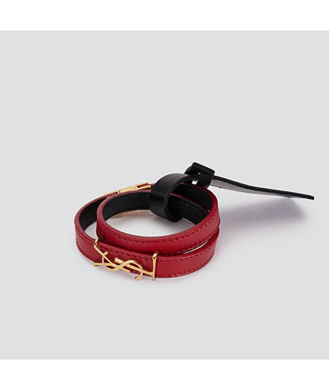 SAINT LAURENT Красный кожаный браслет, фото 9