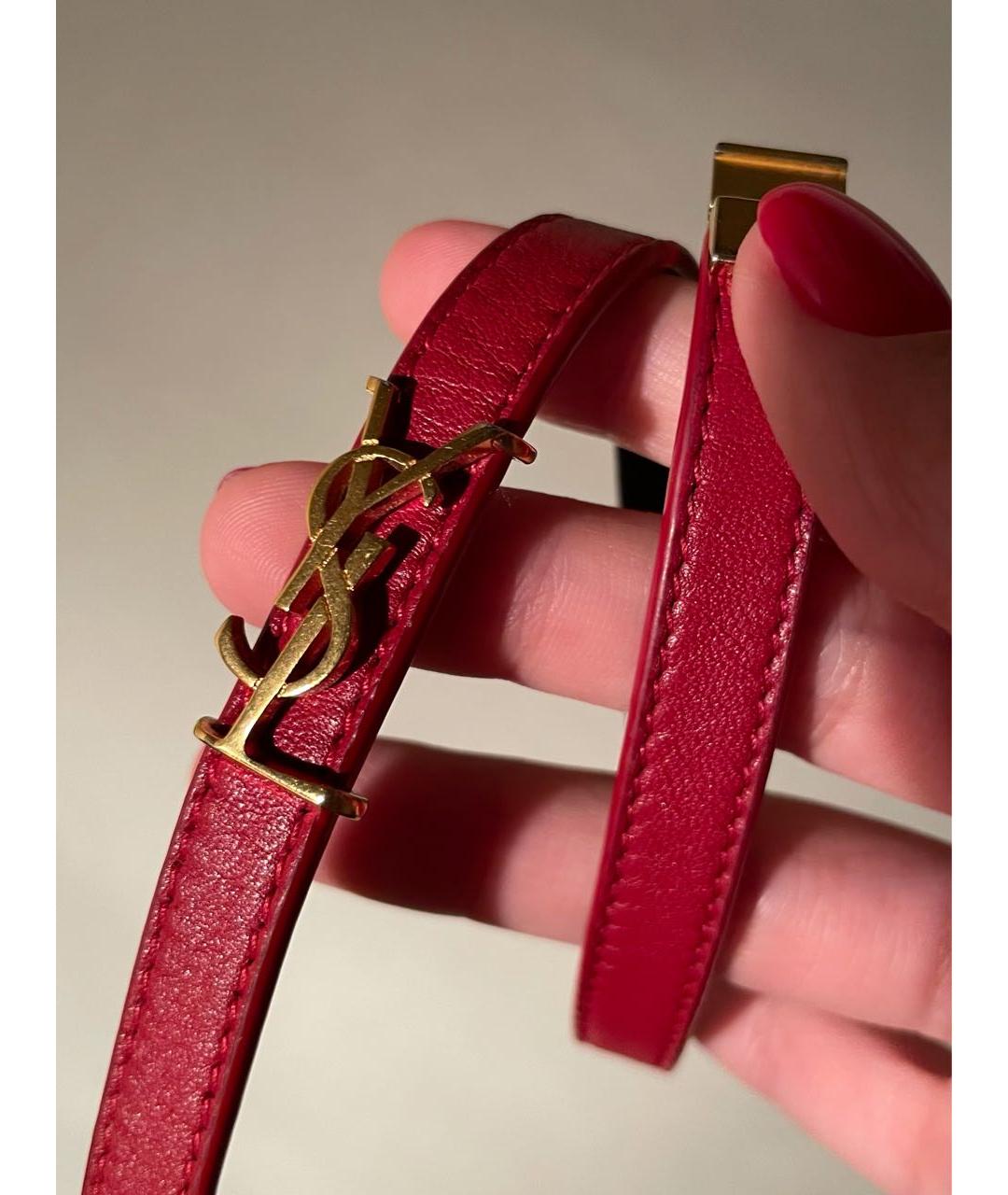 SAINT LAURENT Красный кожаный браслет, фото 5