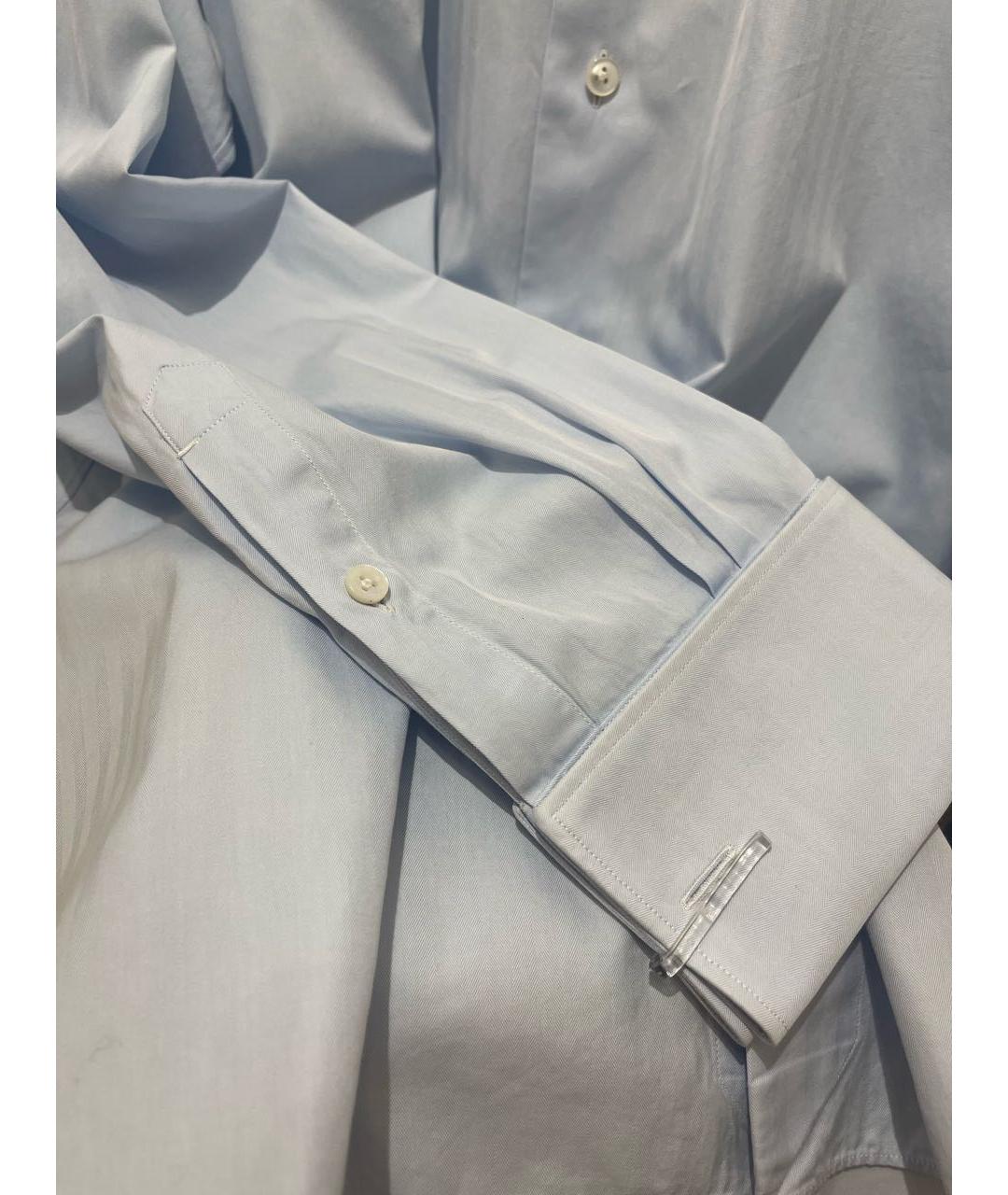 ERMENEGILDO ZEGNA Голубая хлопковая классическая рубашка, фото 4