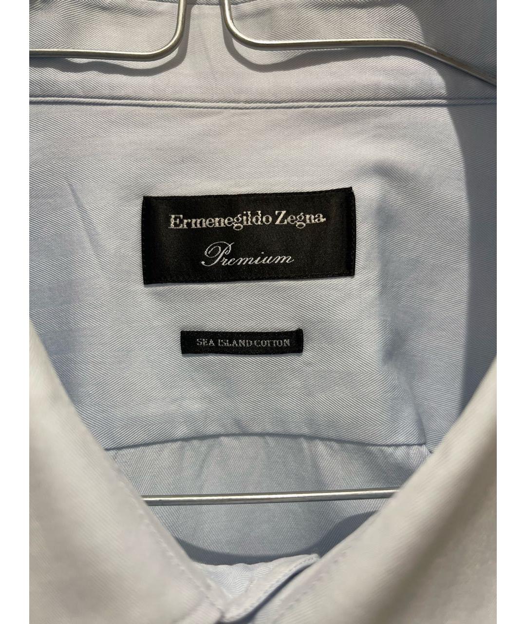 ERMENEGILDO ZEGNA Голубая хлопковая классическая рубашка, фото 3