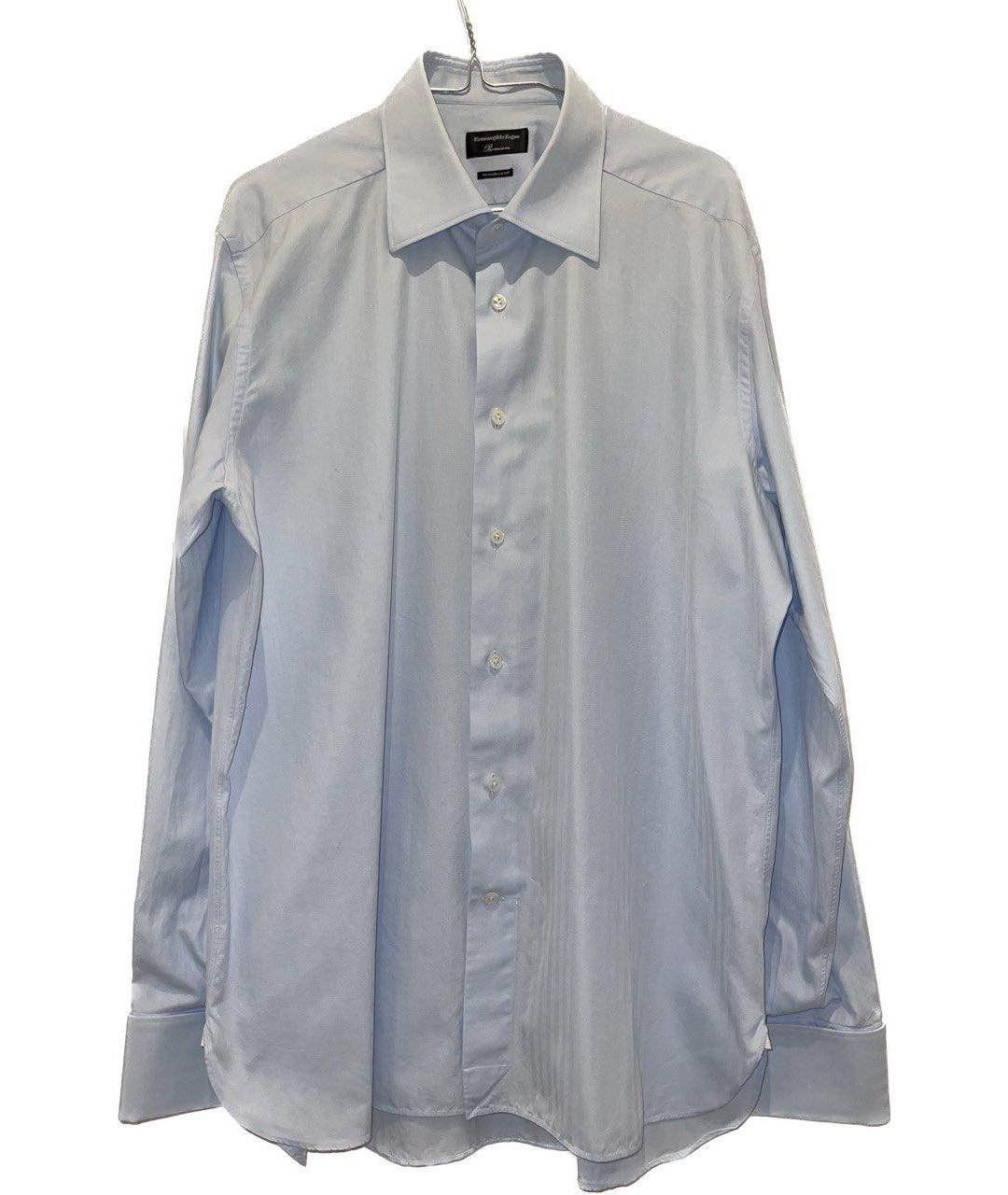 ERMENEGILDO ZEGNA Голубая хлопковая классическая рубашка, фото 8