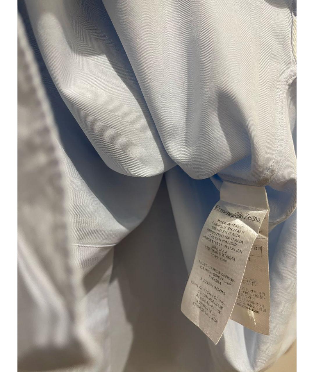ERMENEGILDO ZEGNA Голубая хлопковая классическая рубашка, фото 6