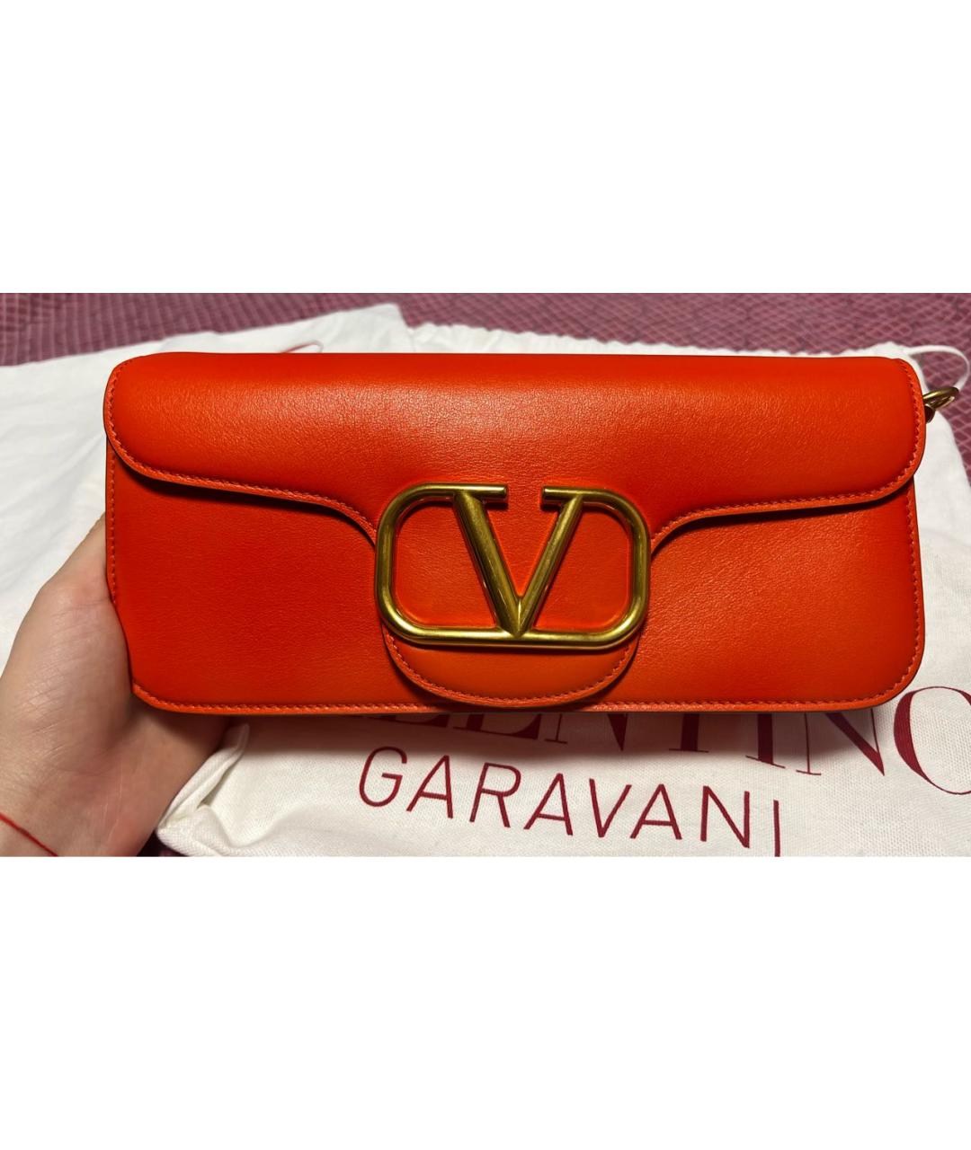 VALENTINO GARAVANI Оранжевая кожаная сумка через плечо, фото 3