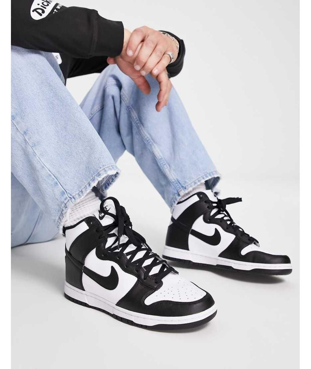 NIKE Черные кожаные высокие кроссовки / кеды, фото 5