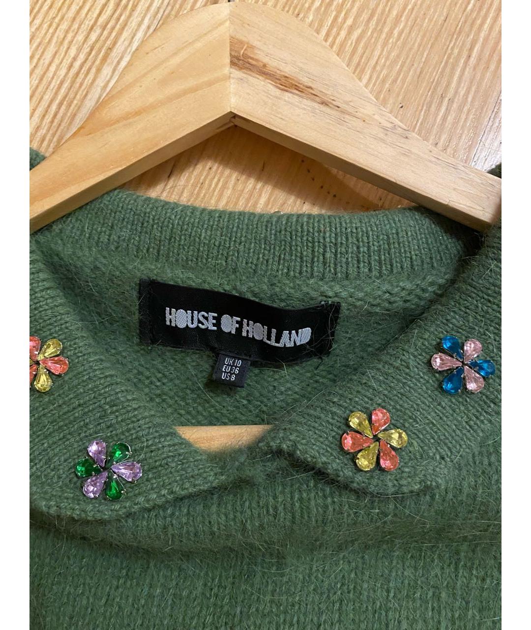 HOUSE OF HOLLAND Зеленый шерстяной джемпер / свитер, фото 3