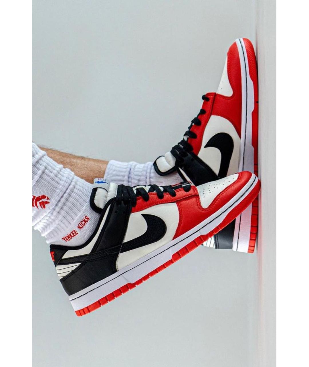 NIKE Красные кожаные низкие кроссовки / кеды, фото 5