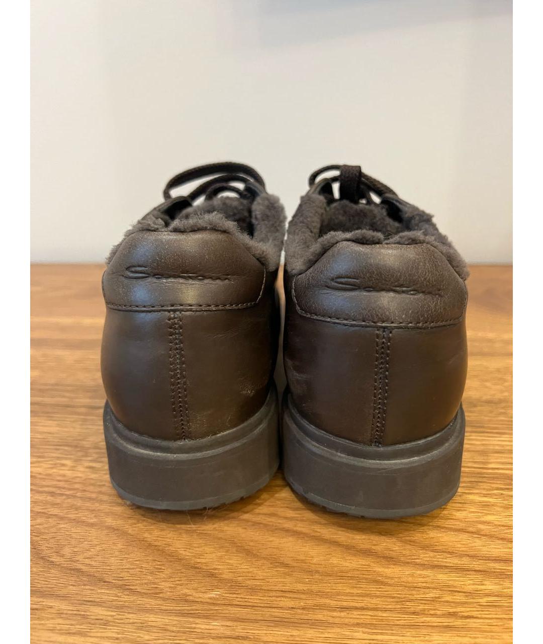 SANTONI Коричневые кожаные низкие ботинки, фото 3