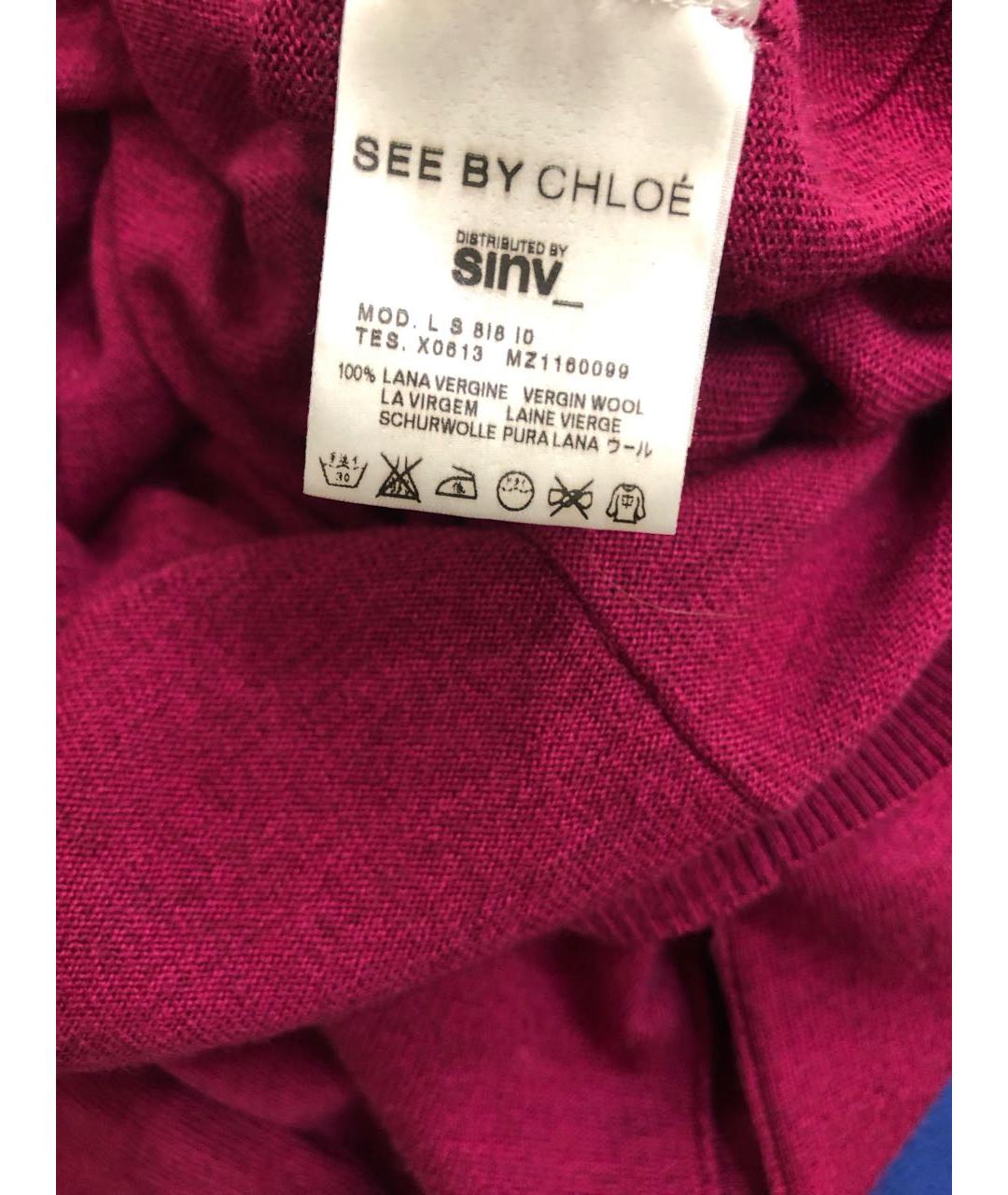 SEE BY CHLOE Бордовое шерстяное повседневное платье, фото 4