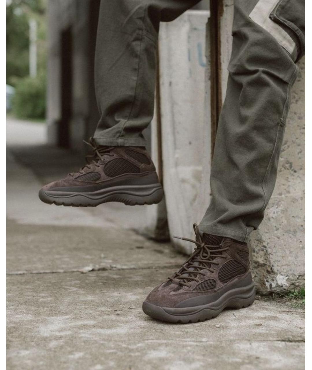 ADIDAS YEEZY Коричневые замшевые высокие кроссовки / кеды, фото 5
