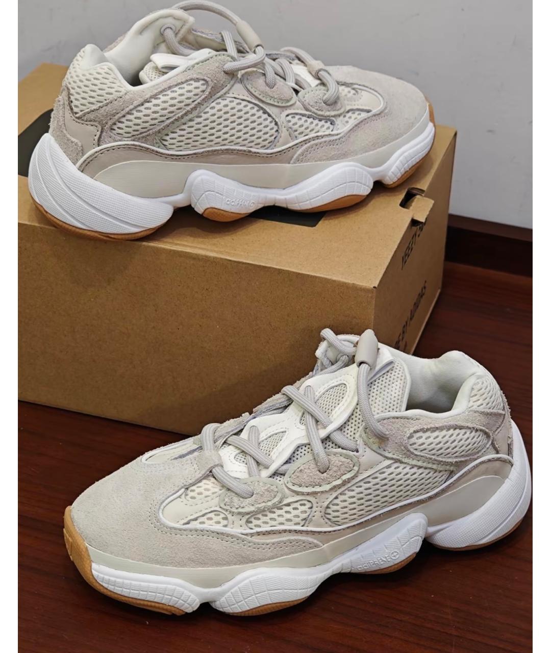 ADIDAS YEEZY Бежевые замшевые низкие кроссовки / кеды, фото 6