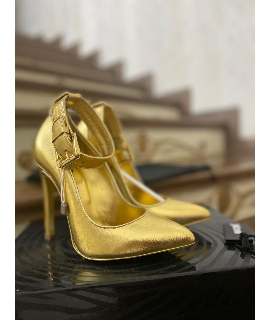 JUST CAVALLI Золотые туфли из лакированной кожи, фото 4