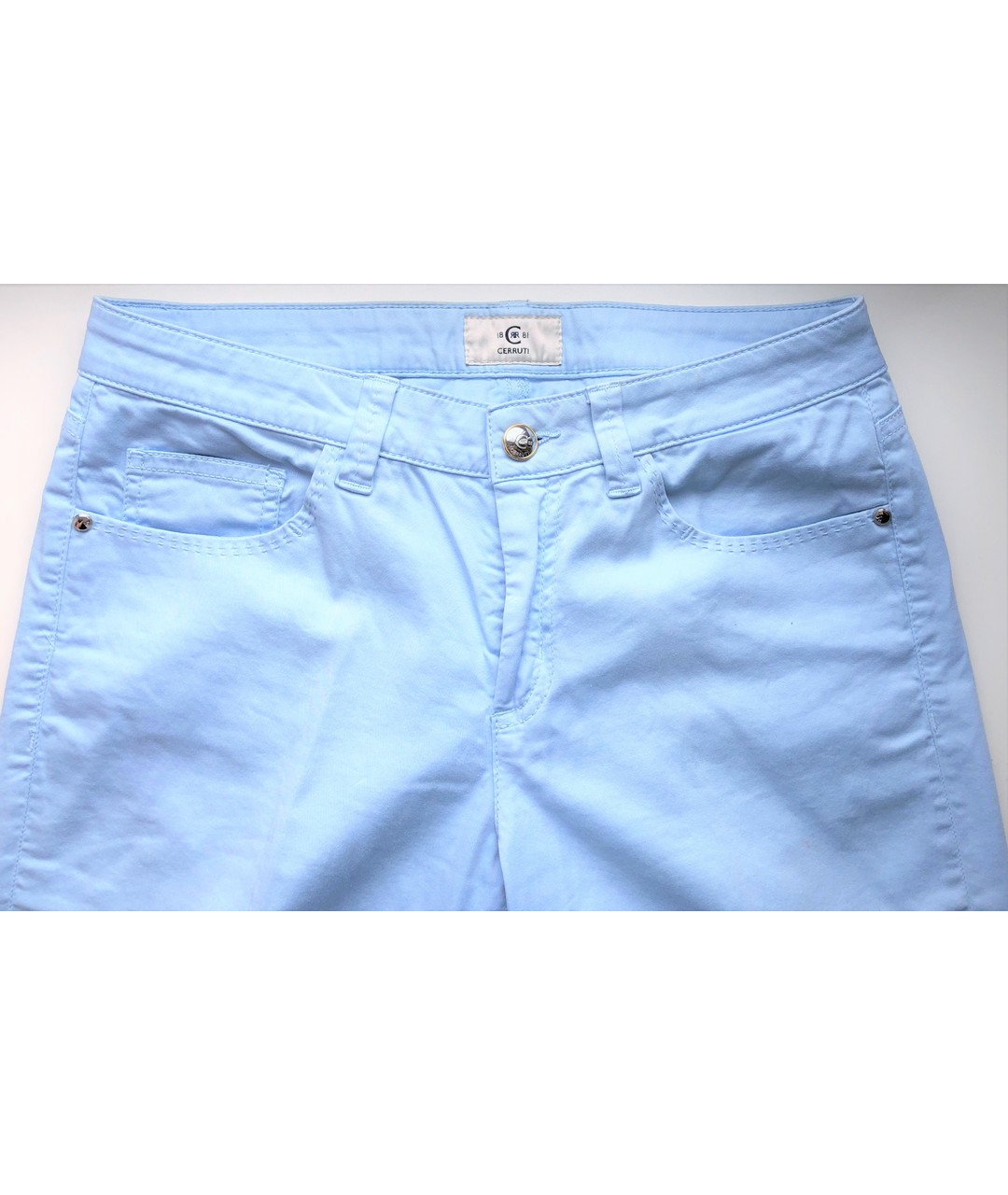 CERRUTI 1881 Голубые хлопковые брюки узкие, фото 4