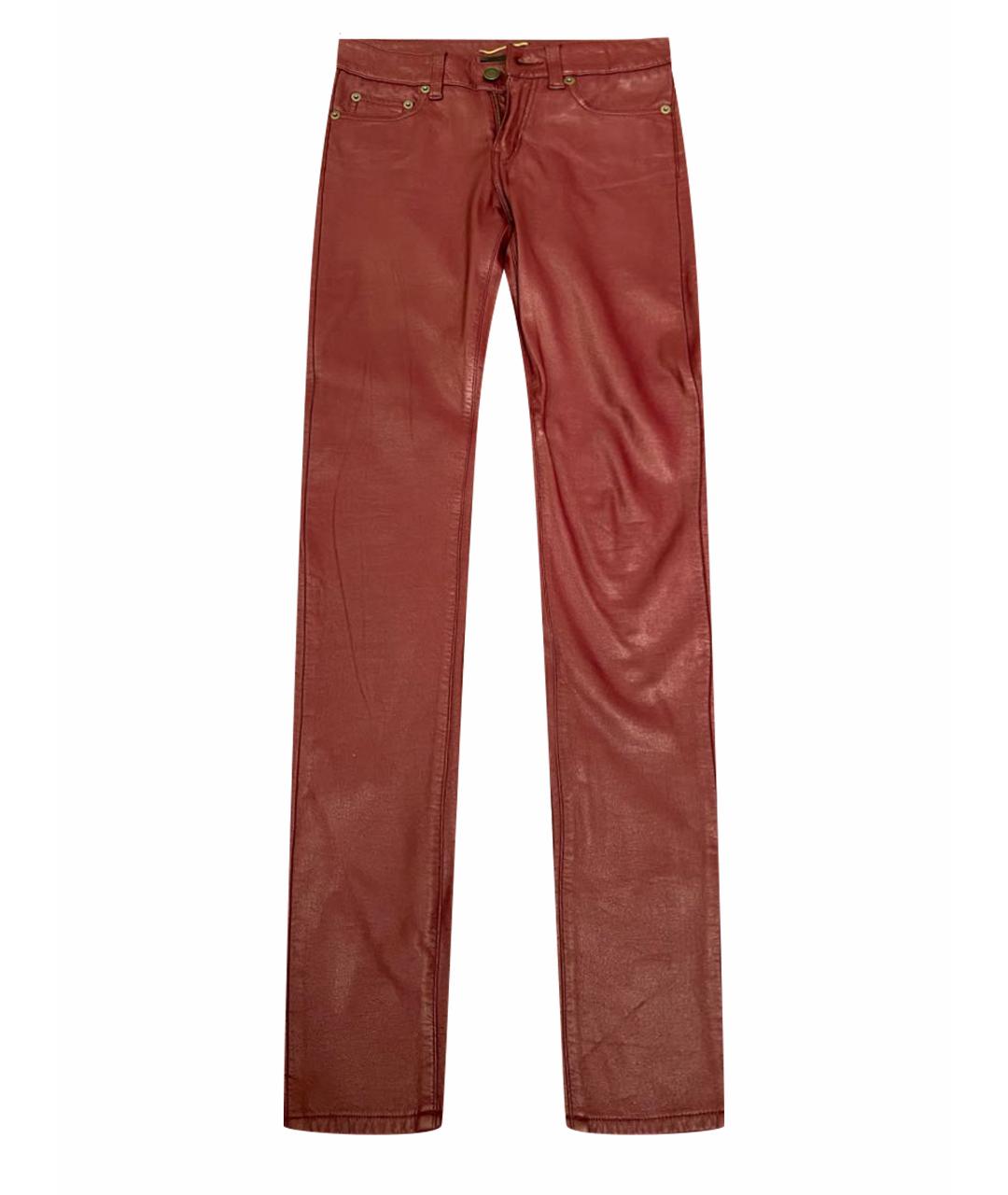 SAINT LAURENT Бордовые брюки узкие, фото 1