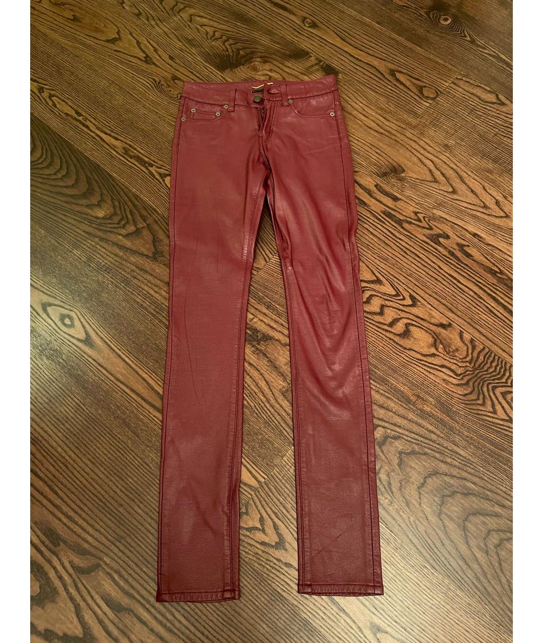 SAINT LAURENT Бордовые брюки узкие, фото 9