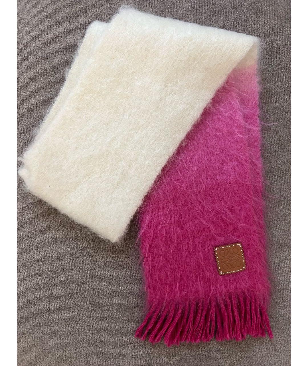 LOEWE Розовый шерстяной шарф, фото 4