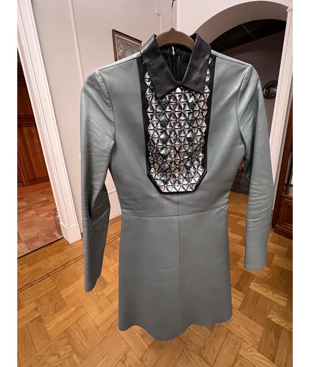 GUCCI Голубое кожаное вечернее платье, фото 8