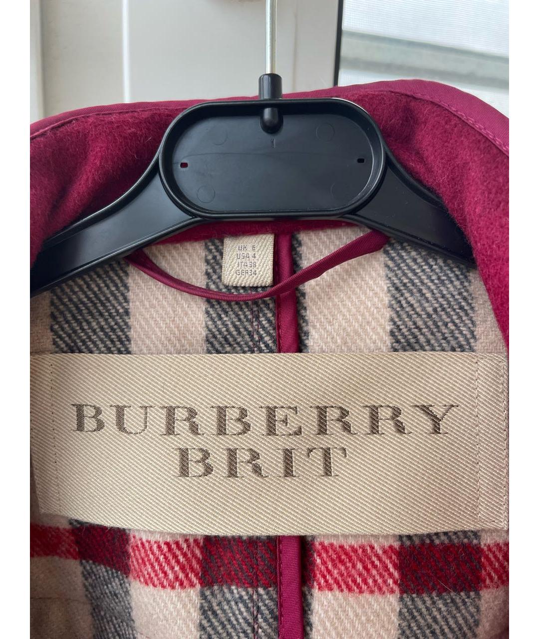 BURBERRY Красное шерстяное пальто, фото 3