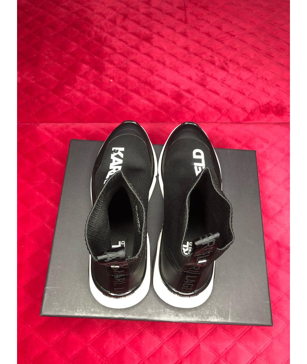 KARL LAGERFELD Черные текстильные высокие кроссовки / кеды, фото 3